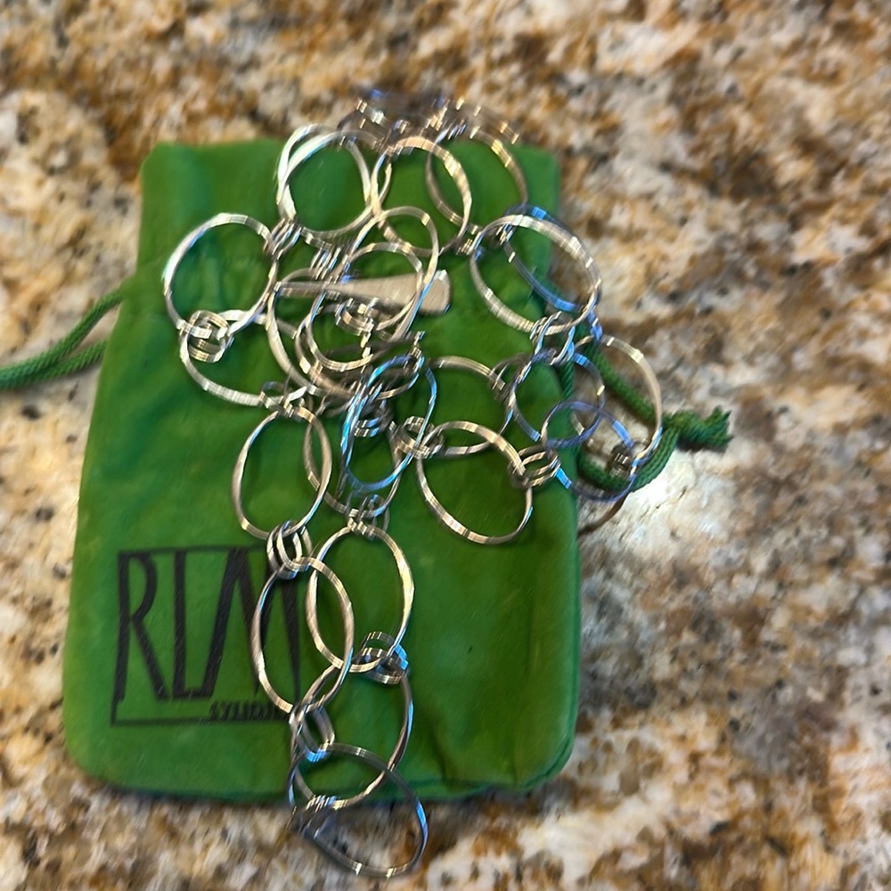 Robert Lee Morris Sterling Silver Necklace Wide Hoops ~36" Signed RLM Studio